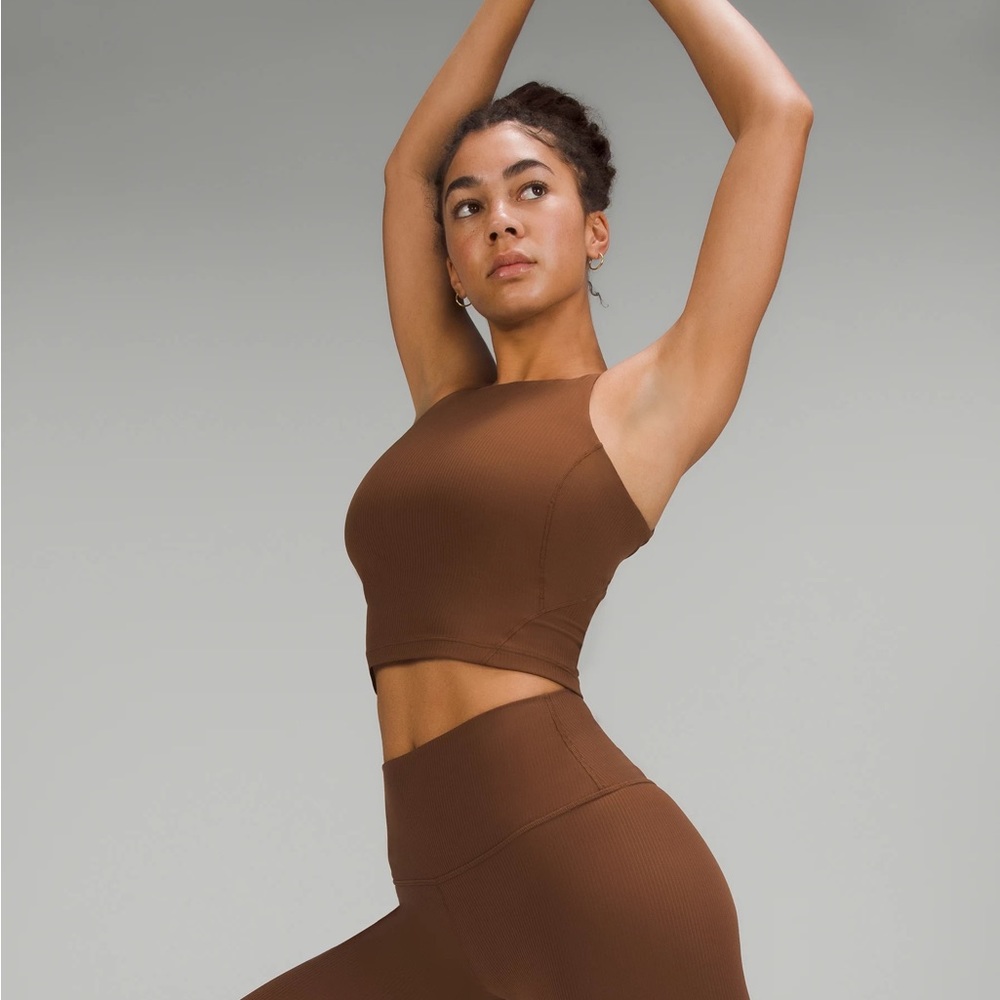 Lululemon Align Ribbed High Neck Top in Roasted Brown